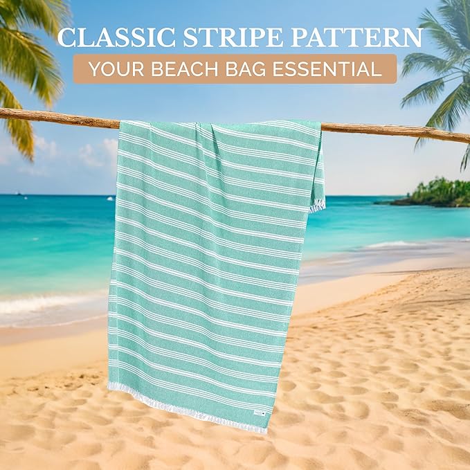 Casa Platino 39"x71" Lightweight Beach Towels, Pre-Washed Large Pool Towel, Quick Dry and Sand-Free Utility for Travel and Outdoors, Perfect for Camping, Resorts, or Seaside Escapes – Hunter Green