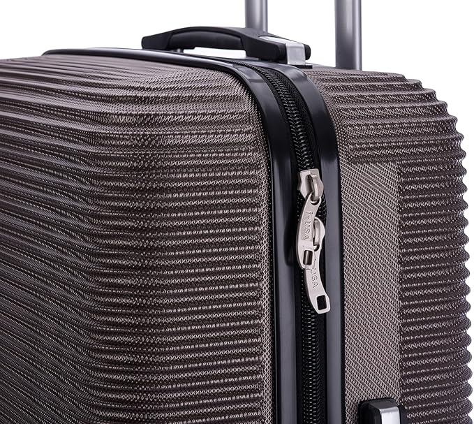 InUSA ROYAL Hardside Luggage Set with Spinner Wheel | Spacious Travel Suitcases with Ergonomic GEL Handle and Studs | (20/28/32) 3 Piece Luggage Set | Brown