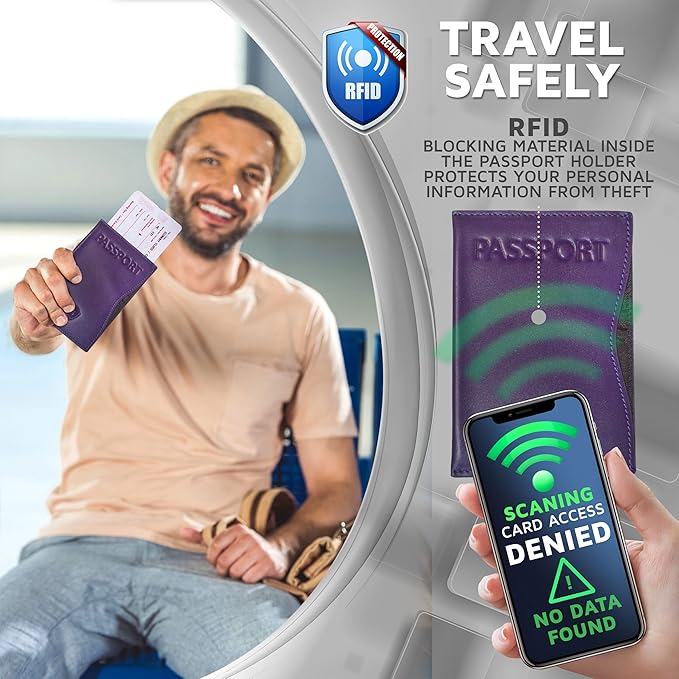 Alban RFID Passport Holder Women Men RFID Blocking Travel Passport Wallet Case Genuine Leather Passport Cover porta pasaporte
