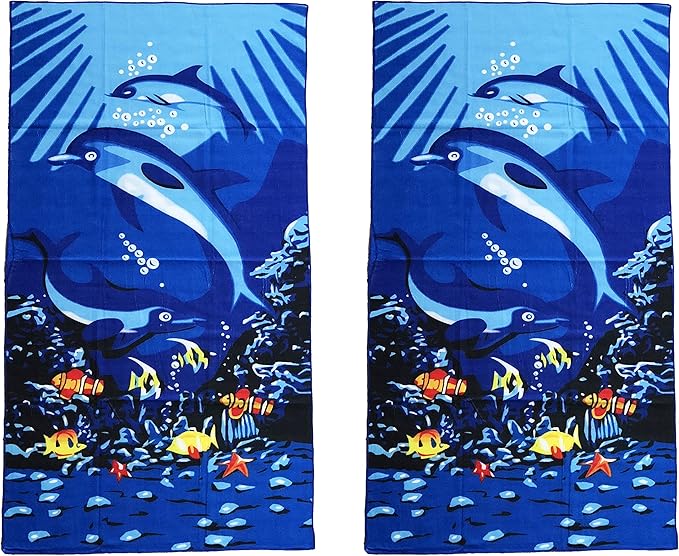 allgala Microfiber Beach Towel | Packable Beach Towel for Family | Quick Dry, Lightweight, Super Absorbent | Perfect for Beach, Pool, and Camping | Oversize 40"x70" - Dolphin