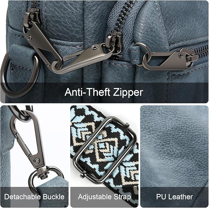 Small Leather Crossbody Bags for Women Anti theft Purses and Handbag Shoulder Hangbag with Wide Strap Tassel