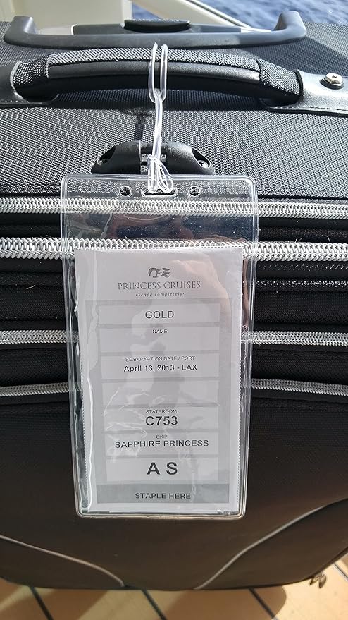 Premium Vinyl Cruise Ship Luggage Tag Holders with 9" Worm Loops by Specialist ID