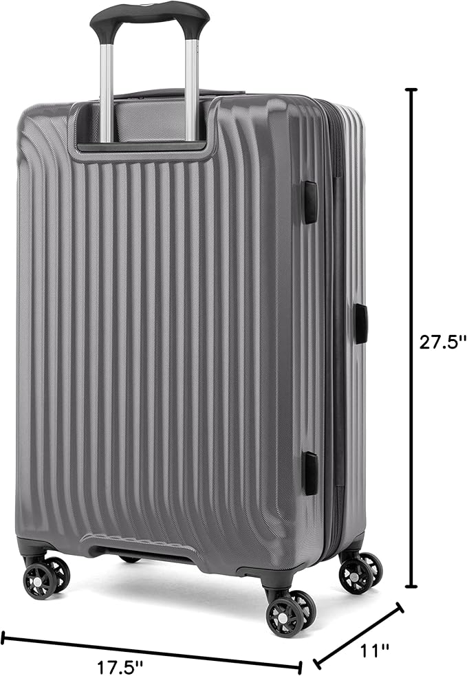 Travelpro Maxlite Air Hardside Expandable Checked Luggage, 8 Spinner Wheels, Lightweight Hard Shell Polycarbonate Suitcase, Shadow Grey, Checked Medium 25-Inch