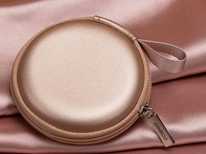 Ginsco Mini-Portable Hard Shell Earbuds Case for Apple EarPods Headphones USB-C Wired Ear Buds/Samsung Galaxy Wired Earbuds, Travel Case for Earphones Earplugs (1, Rose Gold)