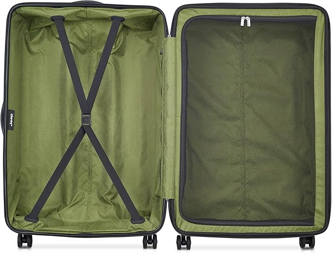 Jeep JH004C Hardside Expandable Luggage with Spinner Wheels, Peacoat Navy, Checked-Large 28 Inch