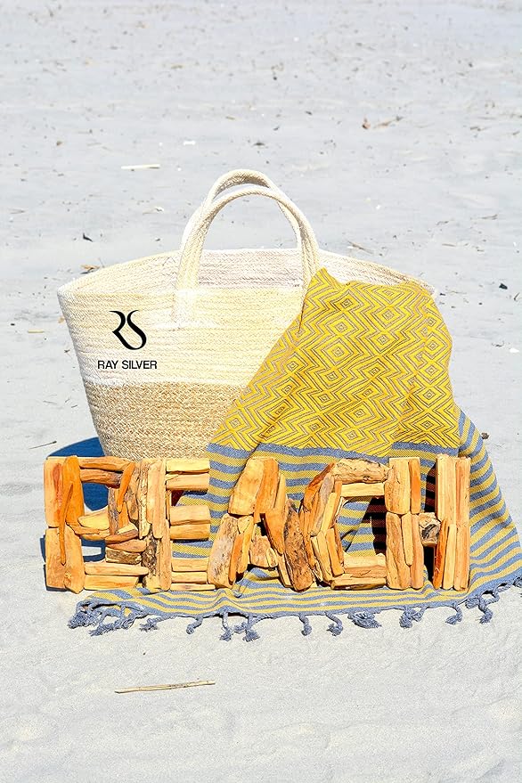 RAY SILVER Turkish Beach Towel – 100% Cotton 40x71 Quick Dry Oversized Sand Free Lightweight Blanket for Travel Camping Bath Sauna Pool Gym Yoga (4pc- Black Orange Yellow White)