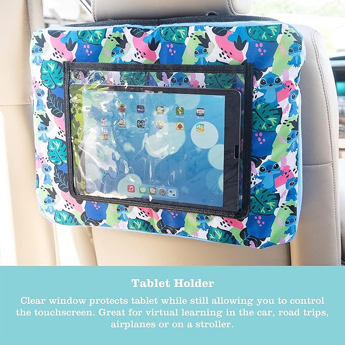 J.L. Childress Disney Baby 3-IN-1 Kids Travel Tray & Tablet Holder - Car Seat Lap Tray Desk for Toddlers, Road Trip Essentials, Car Seat Activity Table, Travel Accessories - Stitch