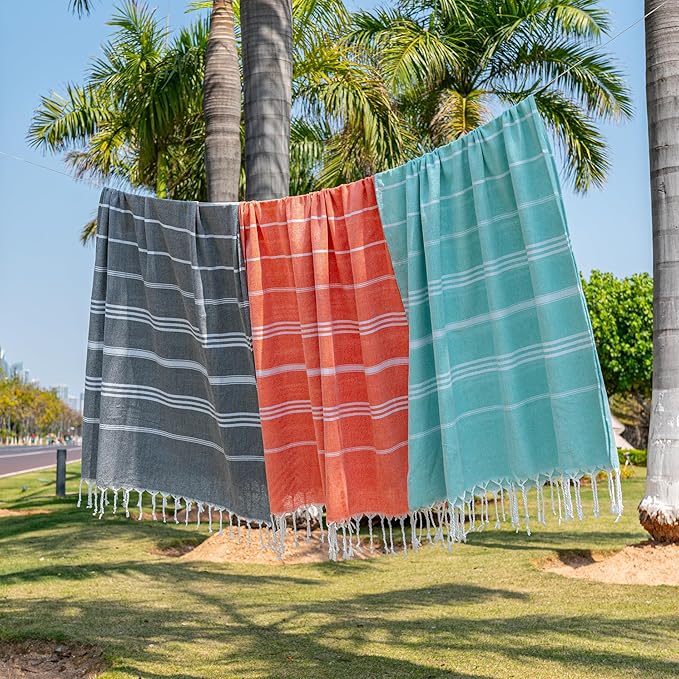 Turkish Beach Towel, 36"x71" Quick Dry Sand Free Oversized Bath Pool Swim Towel, Lightweight Travel Turkish Towels Vacation Essentials, Blue