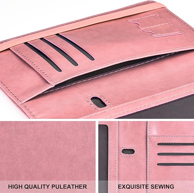 HerriaT Passport and Vaccine Card Holder Combo,Cover Case with CDC Vaccination Card Slot, Leather Travel Documents Organizer Protector, with RFID Blocking, for Women and Men