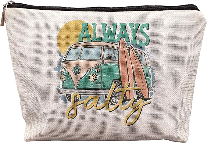 Retro Hippie Beach Makeup Bag - Summer Gifts for Women, Cosmetic Bag for Purse