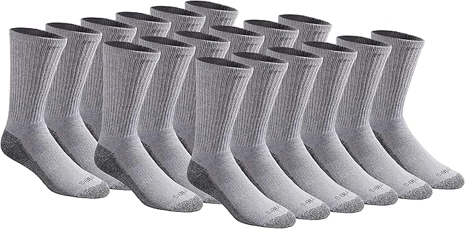 Dickies Men's Dri-Tech Original Moisture Control Crew Socks, Available in M-XXL (6, 12, 18 Pairs)