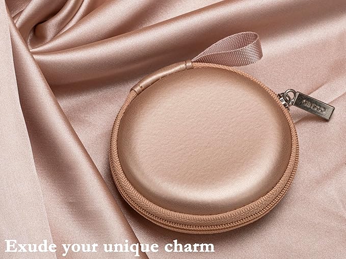 Ginsco Mini-Portable Hard Shell Earbuds Case for Apple EarPods Headphones USB-C Wired Ear Buds/Samsung Galaxy Wired Earbuds, Travel Case for Earphones Earplugs (1, Rose Gold)