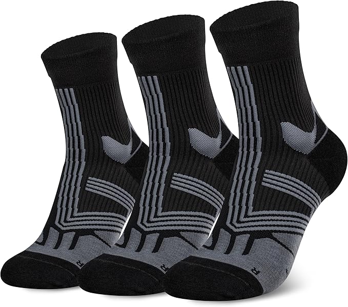 Hylaea Compression Running Socks for men, Coolmax Anti-Blister Cushion Crew Socks for Athletic, Moisture Wicking & Seamless