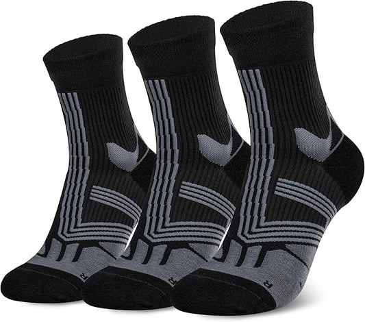 Hylaea Compression Running Socks for men, Coolmax Anti-Blister Cushion Crew Socks for Athletic, Moisture Wicking & Seamless
