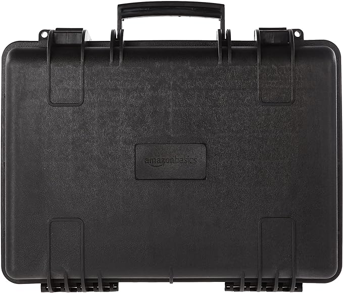Amazon Basics Portable Hard Camera Case for DSLR Equipment, Customizable Fit, Protective Water Resistant, Medium, Black, 18"L x 14"W x 6"H
