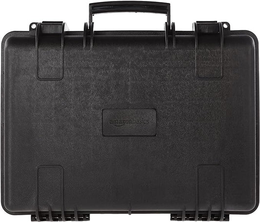 Amazon Basics Portable Hard Camera Case for DSLR Equipment, Customizable Fit, Protective Water Resistant, Medium, Black, 18"L x 14"W x 6"H