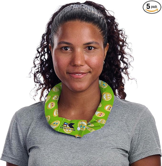 KOOLGATOR Evaporative Cooling Neck Wrap – Reusable Neck Cooler with Long Lasting Relief During Hot Weather Activities, Sports, & Outdoor Work, Happy/Smiles, 5 Pack