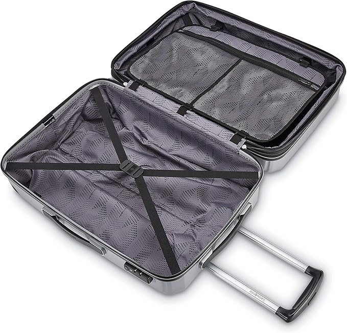 Samsonite Winfield 3 DLX Hardside Expandable Luggage with Spinners, Silver, Checked-Medium 25-Inch