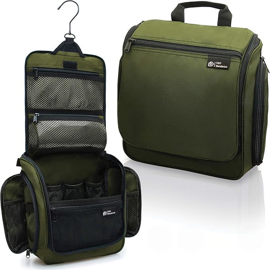 D&D Wanderlust D&D Hanging Travel Toiletry Bag for Men and Women – Cosmetics, Makeup and Toiletries Organizer Kit with 10 Compartments