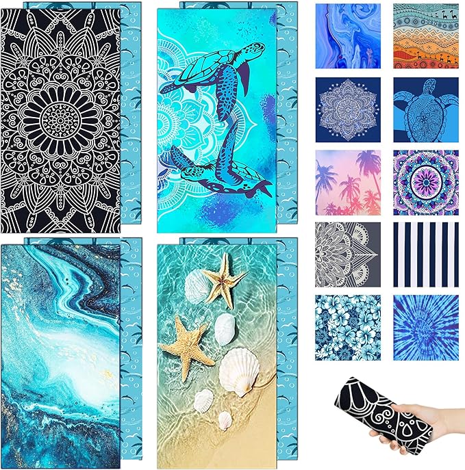 Margelife Sand Proof Microfiber Beach Towels Adult –Quick Fast Dry Beach Oversized for Swim Pool Yoga Travel Blanket Essentials Lightweight Accessories Must Haves Women Gifts Black Turtle