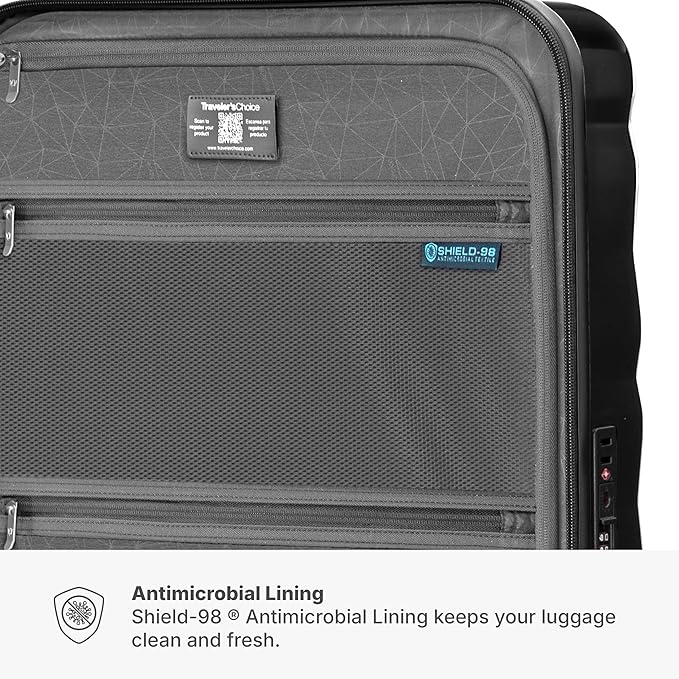 Traveler's Choice Edinburgh II Hardside Spinner Luggage, TSA Lock, Black, 29" Large