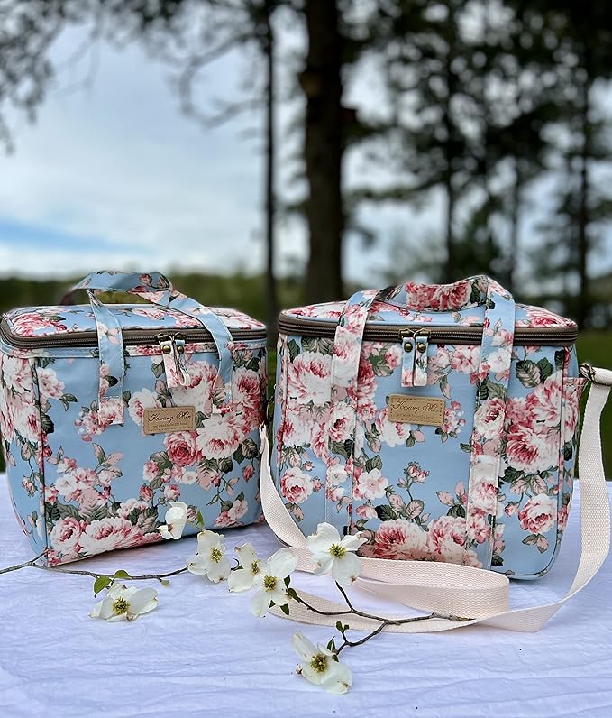 Kwang Min Insulated Insulated Cooler Bag,Reusable Large Lunch Bag for Women, Great for Outdoors,Camping,Party,Premium Quality,Adjustable Strap,Foldable