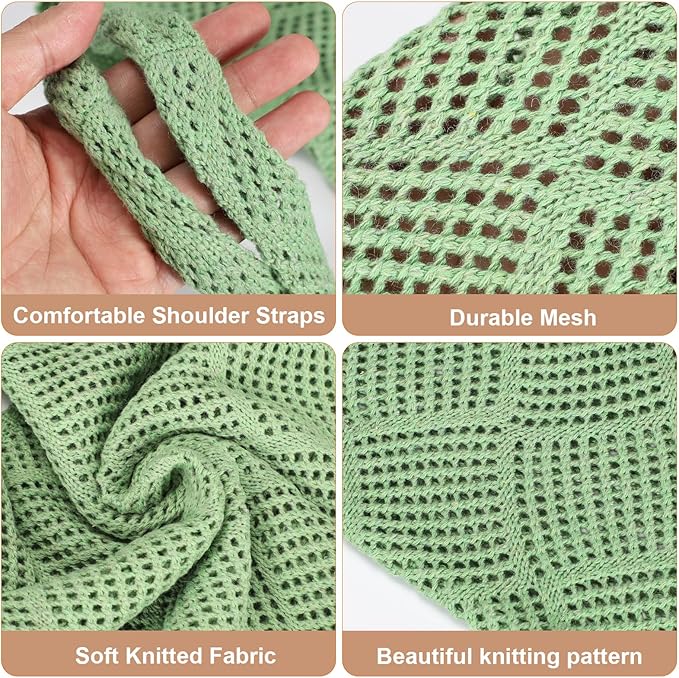 Sightor Crochet Tote Bag, Mesh Beach Bag Knit Summer Hobo Bag Vacation Boho Tote Bag for Women