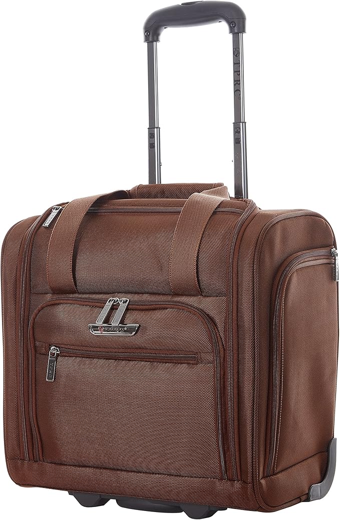 TPRC 15" Smart Underseat Carry-On Luggage with USB Charging Port, Brown