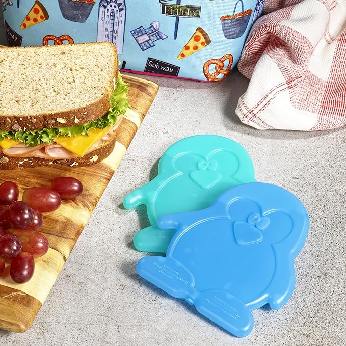 Fit & Fresh Cool Coolers Kids Lunch Box Ice Packs, Slim IcePack for Lunch Bags, Ice Packs Reusable-Multicolored, Set of 4 (Penguin) (Pack of 12)