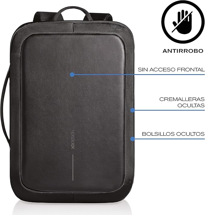 XDDesign Bobby Bizz 10 Liter Anti Theft Laptop Backpack with Padded 15.6" Laptop Sleeve, smart password lock, Water Repellent, USB Charging Port, travel backpack carry on flight for men and women