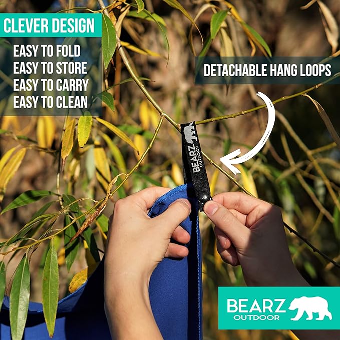 Microfiber Towel Set by BEARZ Outdoor. Microfiber Towels for Body, Workout Towel, Camp Towel, Yoga Towel, Sweat Towel, Microfiber Beach Towel, Travel Towel. Fast Drying & Compact. Free Face Towel