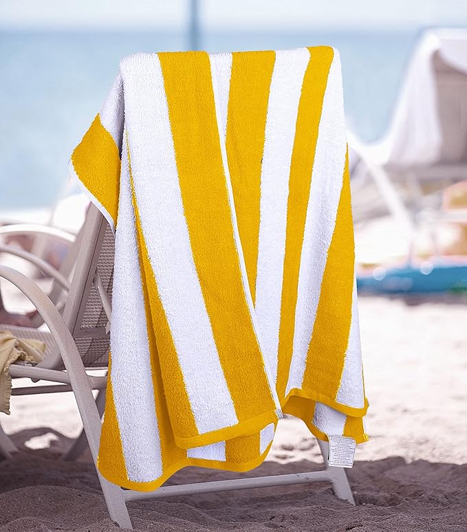 Utopia Towels 4 Pack Cabana Stripe Beach Towel, 30 by 60 Inches, Oversized 100% Ringspun Cotton Pool Towels, Highly Absorbent Bath Towels for Beach