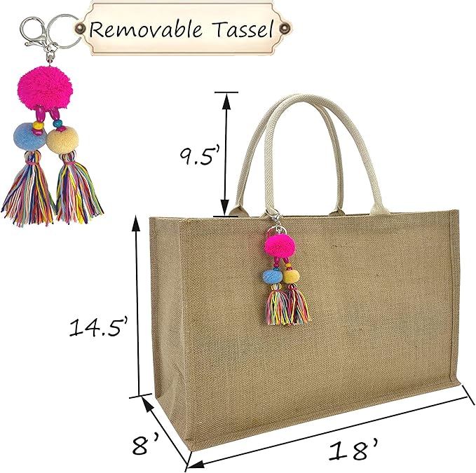 Hibala Woven Large Beach Bag Straw Beach Tote Handmade Weaving Shoulder Tassel Bag Handbag