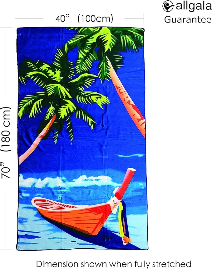 allgala Microfiber Beach Towel | Packable Beach Towel for Family | Quick Dry, Lightweight, Super Absorbent | Perfect for Beach, Pool, and Camping | Oversize 40"x70" - Boat