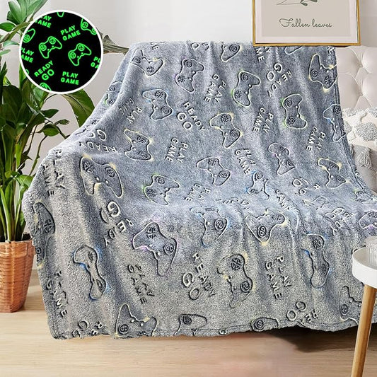 Glow in The Dark Gamer Blanket, Gaming Blanket for Boys/Men 40"x 50" - Cool Gamer Gifts for Men, Women, Teen Boys/Girls