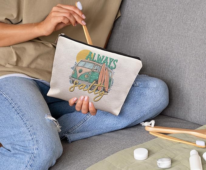Retro Hippie Beach Makeup Bag - Summer Gifts for Women, Cosmetic Bag for Purse