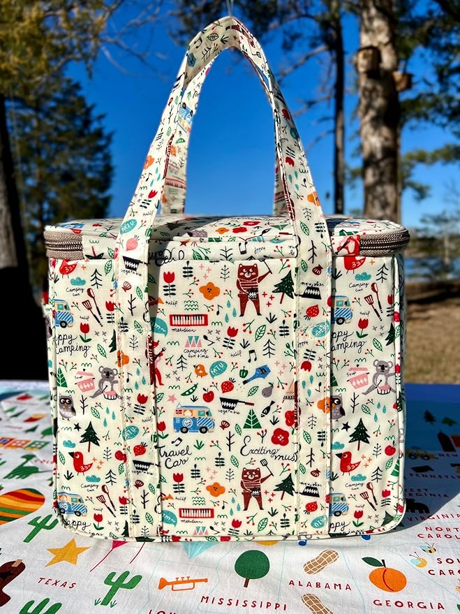 Kwang Min Insulated Insulated Cooler Bag,Reusable Large Lunch Bag for Women, Great for Outdoors,Camping,Party,Premium Quality,Adjustable Strap,Foldable