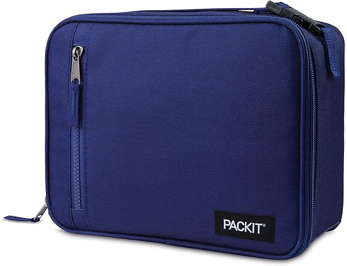 PackIt Freezable Classic Lunch Box, True Blue, Built with EcoFreeze Technology, Collapsible, Reusable, Zip Closure With Zip Front Pocket and Buckle Handle, Designed for Fresh Lunch On the Go