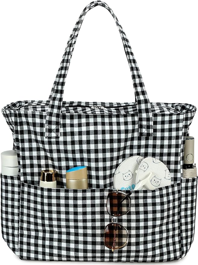 Bluboon Beach Bags for Women, Large Waterproof Tote Bag With Wet Compartment for Pool Weekender Travel Gym