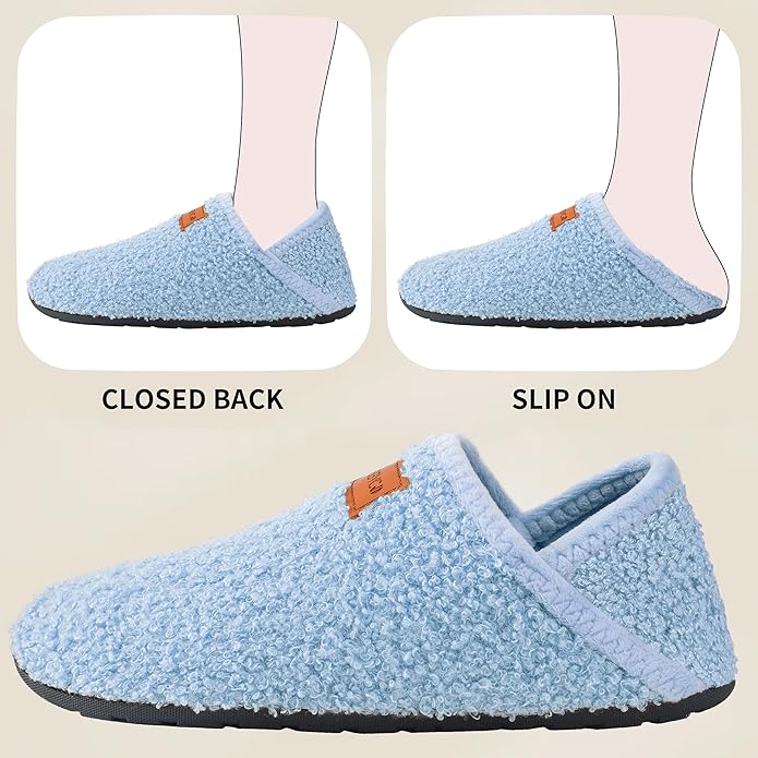 Women's Men's Fuzzy Fur Slippers Casual House Shoes Non Slip Barefoot Slipper Socks Warm Closed Back Indoor Outdoor Shoes
