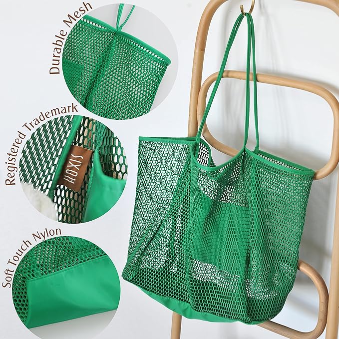 HOXIS Mesh Beach Tote Womens Shoulder Handbag
