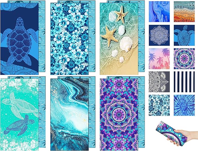 Margelife Sand Proof Microfiber Beach Towels Adult –Quick Fast Dry Beach Oversized for Swim Pool Yoga Travel Blanket Essentials Lightweight Accessories Must Haves Women Gifts Turtle Flower