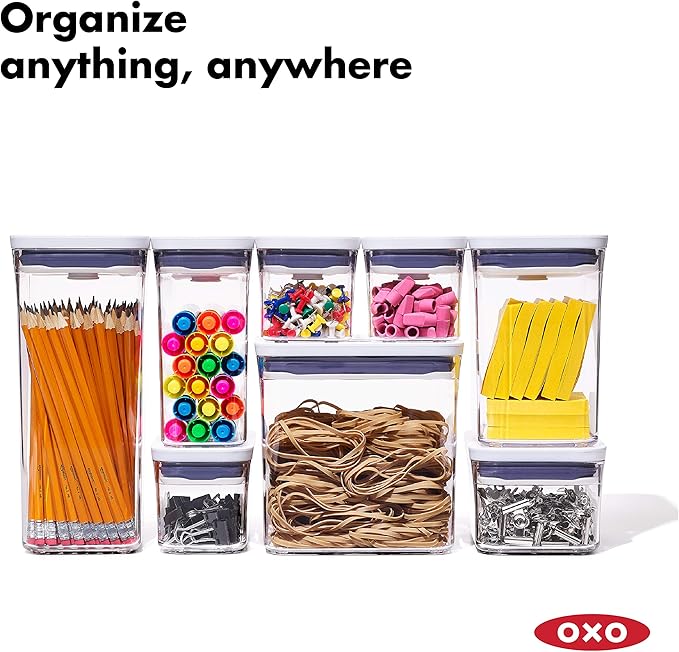 OXO Good Grips 3-PC Small Square Short POP Container Set, White,Grey and OXO Good Grips POP Container - Airtight Food Storage - 2.8 Qt for Rice, Sugar and More