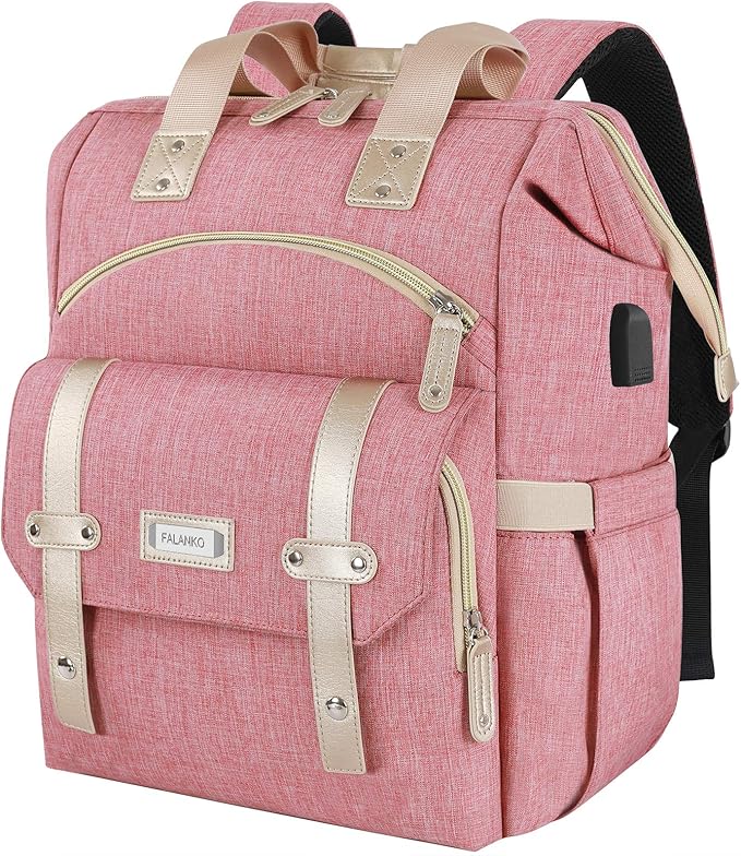 FALANKO Laptop Backpack for Women,Large Computer Backpack 17 Inch Laptop with USB Charging Port, Water Resistant Teacher work nurse Doctor Bookbag
