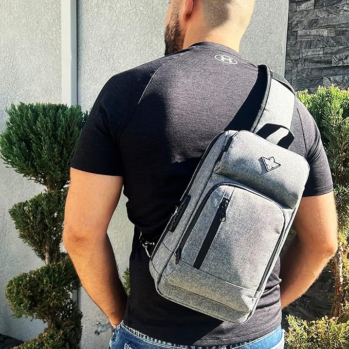 Equinox Sling Backpack Anti Theft Combination Lock Chest Shoulder Bag Waterproof Crossbody Casual Daypack (Grey)