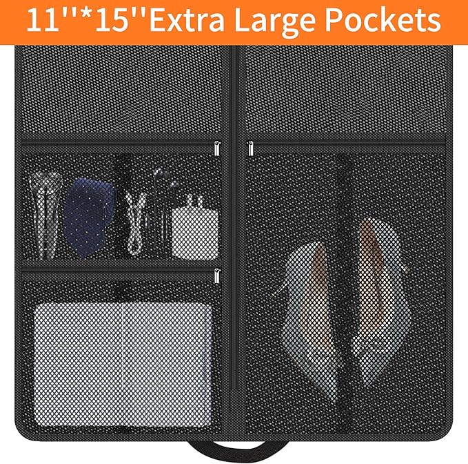 Garment Bag Travel Suit Storage: 63 Inch 3 Packs Fabric Breathable Zippered - Clothes Covers Carry Shoe Pockets Lightweight - Women Travel Wardrobe Protector Hanging Up Multiple