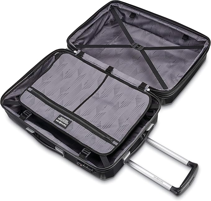 Samsonite Winfield 3 DLX Hardside Expandable Luggage with Spinners, Black, Checked-Medium 25-Inch