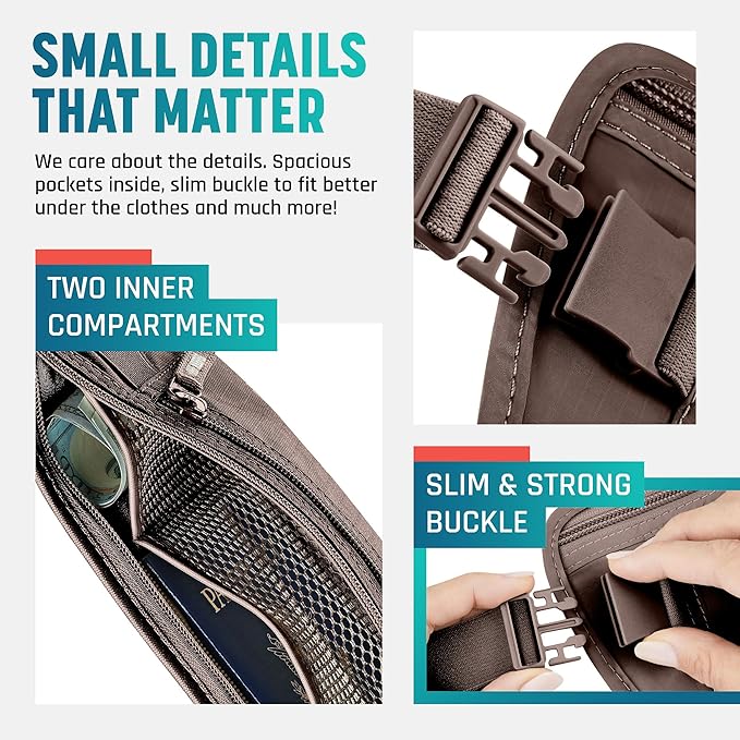 Alpha Keeper Hidden Travel Money Belt - RFID Blocking Waist Wallet & Passport Holder for Women and Men, Anti-Theft Slim Security Pouch