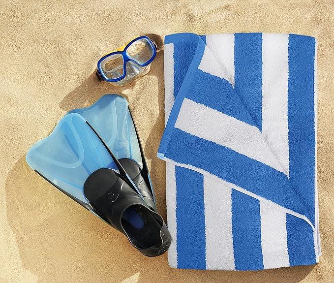 Utopia Towels 4 Pack Cabana Stripe Beach Towel, 30 by 60 Inches, Oversized 100% Ringspun Cotton Pool Towels, Highly Absorbent Bath Towels for Beach