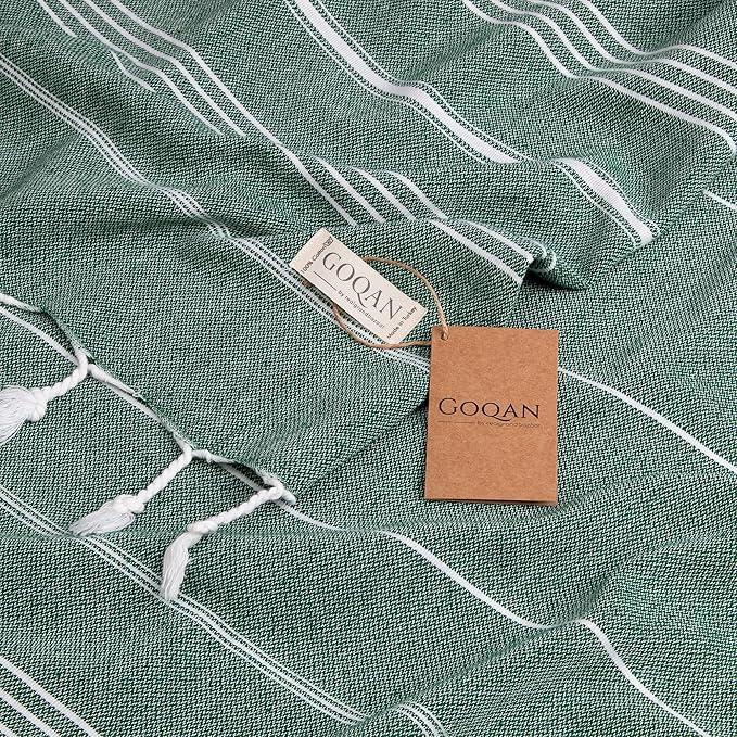 GOQAN Turkish Beach Towel Oversized 39x71 | Thin, Lightweight, 100% Cotton and Sand Free Towel is Suitable for Beach, Bathroom, Pool, Travel & Swim - Tropical G